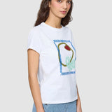 Tricou femei alb MDM din bumbac cu imprimeu grafic