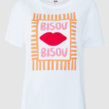 Tricou femei MDM bumbac elastic cu imprimeu grafic alb