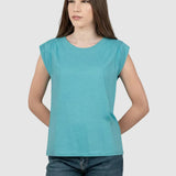 Tricou femei MDM bumbac elastic fără mâneci mint
