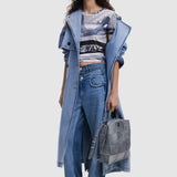 Rucsac damă Desigual albastru cu efect patchwork