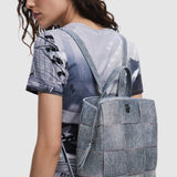 Rucsac damă Desigual albastru cu efect patchwork