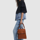 Rucsac damă Desigual structurat din piele ecologică caramel