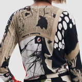 Bluză damă Desigual cu imprimeu abstract, croială mulată, multicolor