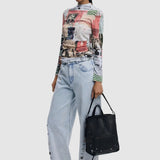 Rucsac damă Desigual structurat din piele ecologică, negru