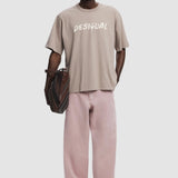 Tricou bărbați Desigual din bumbac cu logo imprimat, bej