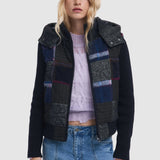 Jachetă damă Desigual cu glugă și design patchwork, negru mix