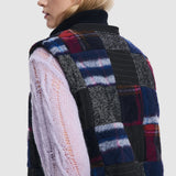 Jachetă damă Desigual cu glugă și design patchwork, negru mix