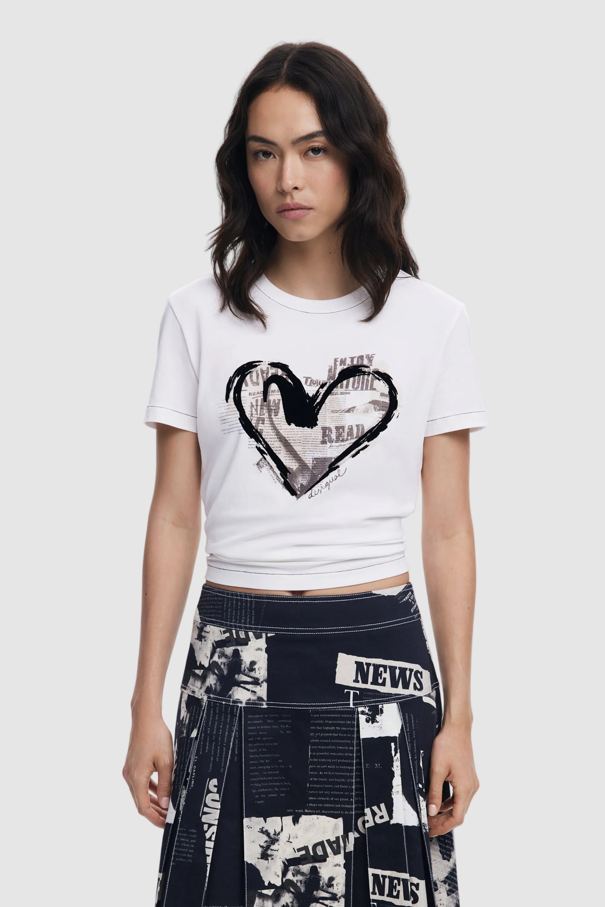 Tricou damă Desigual cu imprimeu inimă