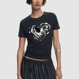 Tricou damă Desigual cu imprimeu inimă