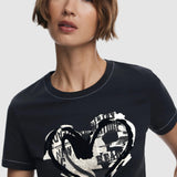 Tricou damă Desigual cu imprimeu inimă