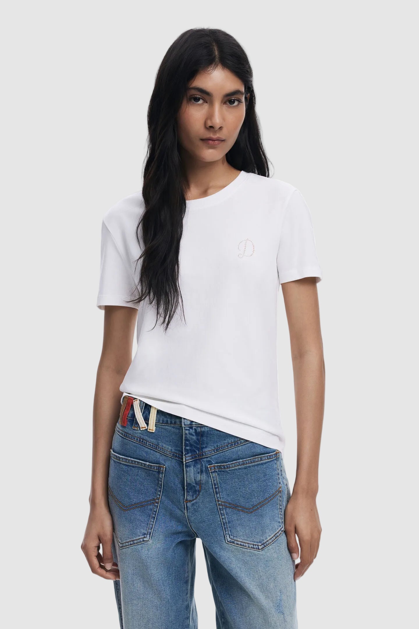 Tricou femei Desigual regular fit cu logo brodat