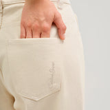 Pantaloni damă Cristina Barros lejeri cu croială amplă, crem