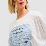 Tricou oversize pentru femei cu aplicație brodată și paiete Alb | Cristina Barros