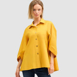 Cămașă damă Cristina Barros oversize cu mâneci ample, galben