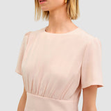 Rochie midi pentru femei cu talie elastică Crem | Cristina Barros
