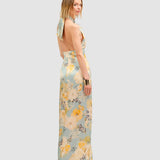 Rochie maxi pentru femei cu gât halter și imprimeu floral Mix | Cristina Barros
