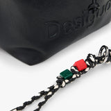 Rucsac femei Desigual negru cu logo embosat și șnur