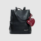 Rucsac femei Desigual negru cu bretele decorative și charm inimă