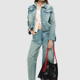 Rucsac femei Desigual cu imprimeu floral și mâner împletit