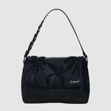 Geantă umăr femei Desigual neagră cu imprimeu floral reliefat