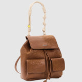 Rucsac femei Desigual caramel cu emboss floral și buzunare