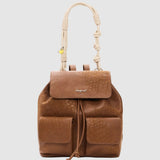 Rucsac femei Desigual caramel cu emboss floral și buzunare