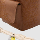 Rucsac femei Desigual caramel cu emboss floral și buzunare