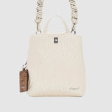 Rucsac tote femei Desigual crem texturată cu mâner împletit