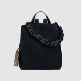 Rucsac tote femei Desigual neagră texturată cu mâner împletit