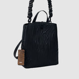 Rucsac tote femei Desigual neagră texturată cu mâner împletit