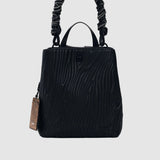 Rucsac tote femei Desigual neagră texturată cu mâner împletit