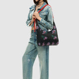 Geantă femei Desigual texturat cu imprimeu floral și mâner împletit