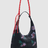 Geantă femei Desigual texturat cu imprimeu floral și mâner împletit