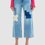 Pantaloni denim damă Desigual straight fit, Blue