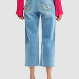 Pantaloni denim damă Desigual straight fit, Blue