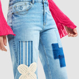Pantaloni denim damă Desigual straight fit, Blue