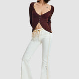 Pantaloni denim damă Desigual slim fit, alb