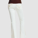 Pantaloni denim damă Desigual slim fit, alb