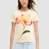 Tricou femei Desigual cu imprimeu floral bej și negru