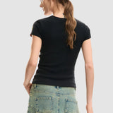 Tricou damă Desigual cu imprimeu floral, negru