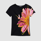 Tricou damă Desigual cu imprimeu floral, negru