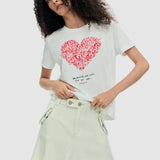 Tricou femei Desigual cu imprimeu inimă grafică alb