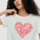 Tricou femei Desigual cu imprimeu inimă grafică alb