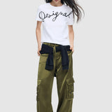 Tricou femei Desigual cu logo script imprimat alb