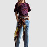 Tricou femei Desigual negru cu imprimeu artistic mix