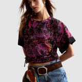 Tricou femei Desigual negru cu imprimeu artistic mix