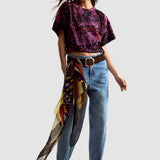 Tricou femei Desigual negru cu imprimeu artistic mix