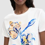 Tricou femei Desigual alb cu imprimeu grafic multicolor