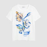 Tricou femei Desigual alb cu imprimeu grafic multicolor