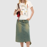 Tricou femei Desigual cu imprimeu artistic figurativ alb
